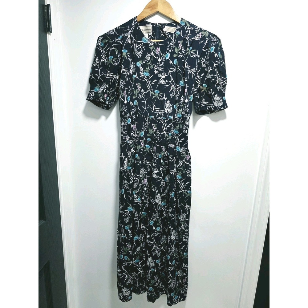 Vintage Womens Karin Stevens Floral Print Boho 100% Rayon Maxi Dress Size 6